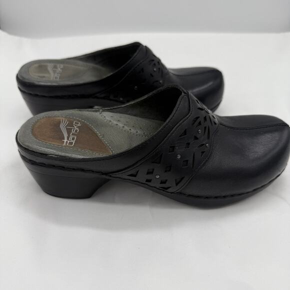 Dansko Women’s Black Leather Cutout Clogs Slip-On Size 36 Comfort Work Shoes - Picture 5 of 7